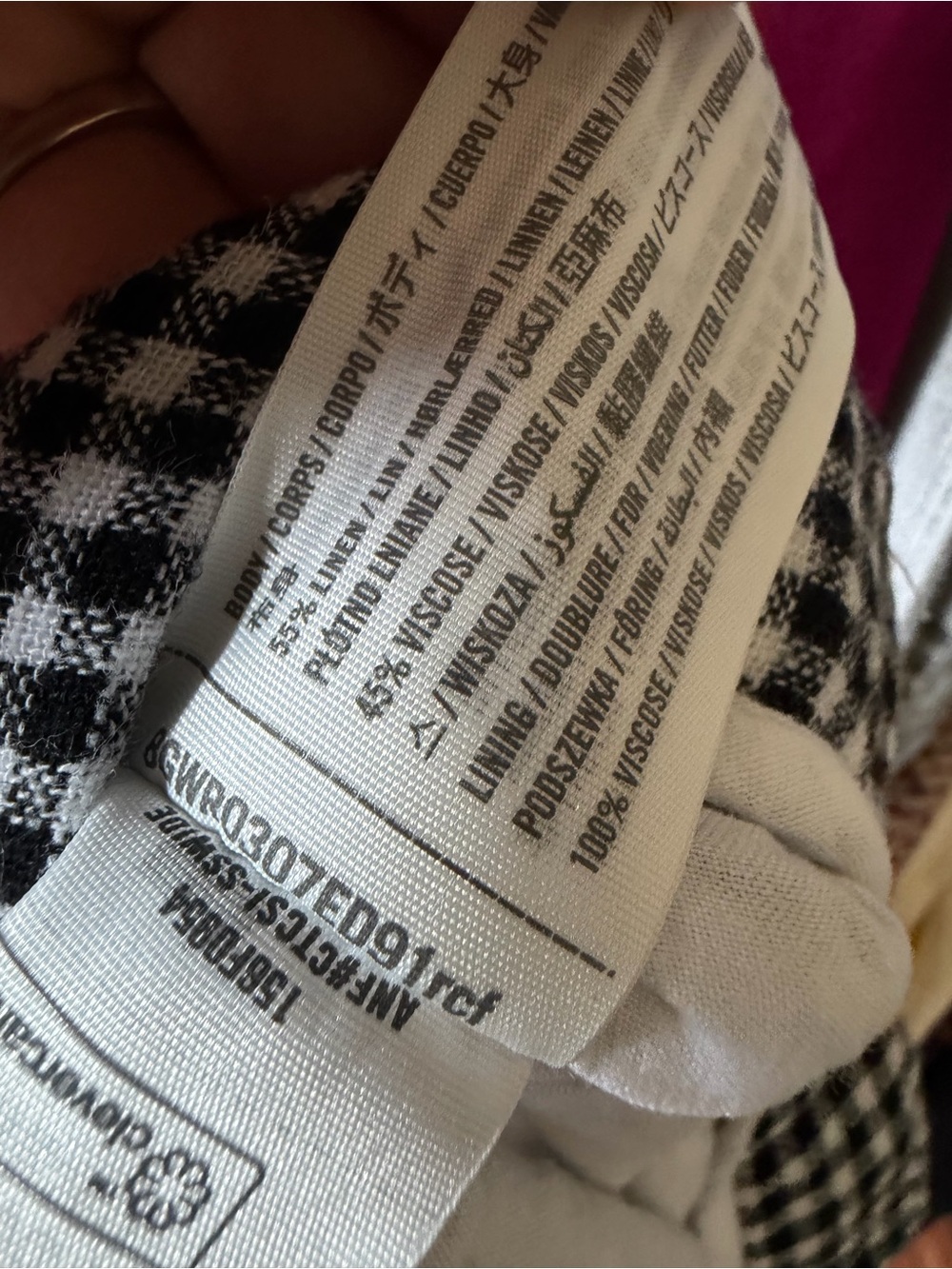 Abercrombie & Fitch Straight Leg Black & White Gingham Linen Blend Pants Size 2 - Picture 6 of 6